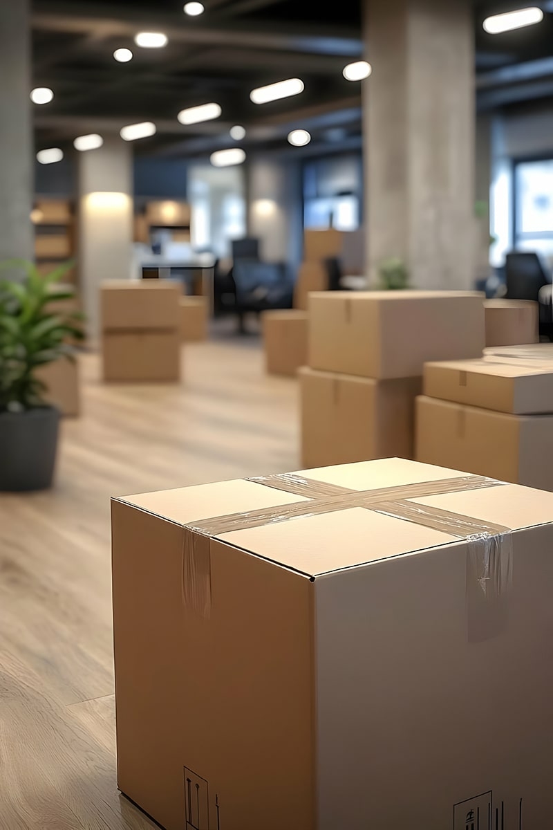 Umzugsmaterial in einem Büro